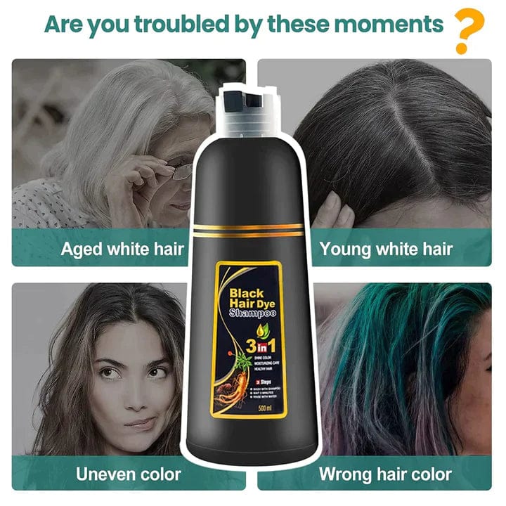 3-in-1 Black Hair Dye Shampoo (Ayurvedic No Side Effect) - 100% Grey Coverage Zaavio®