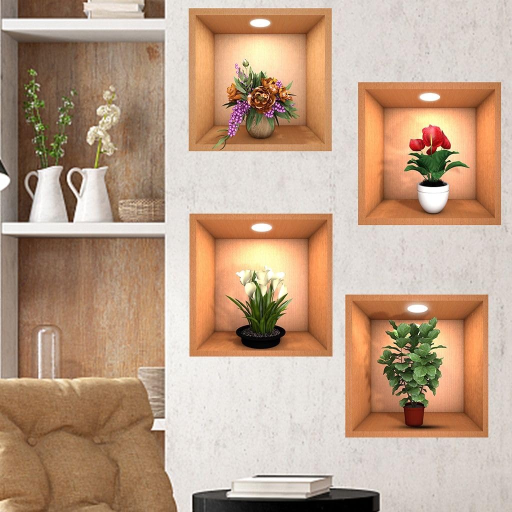 3D Vase Wall Sticker (Set of 4) Zaavio®