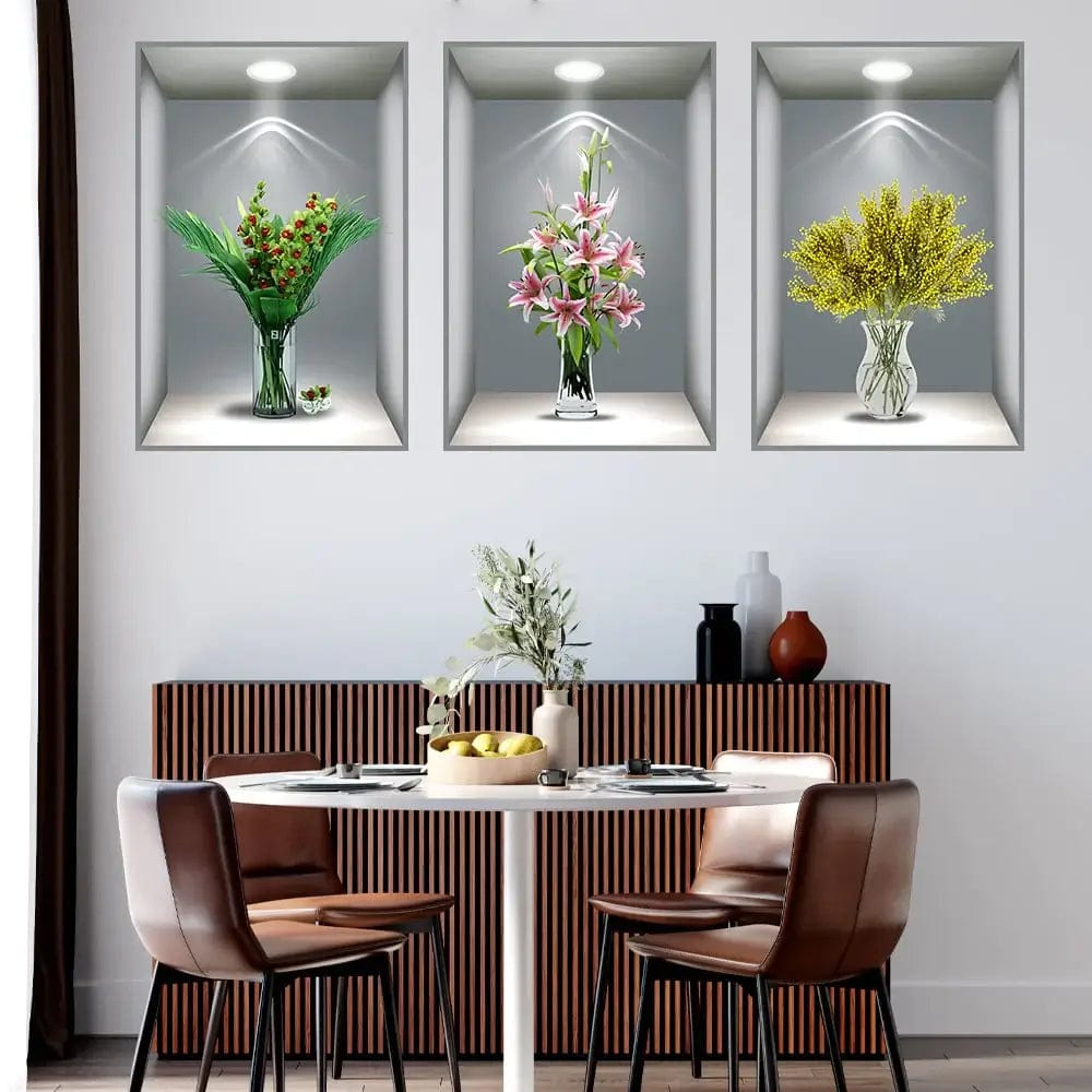 3D Vase Wall Sticker (Set of 4) Zaavio®