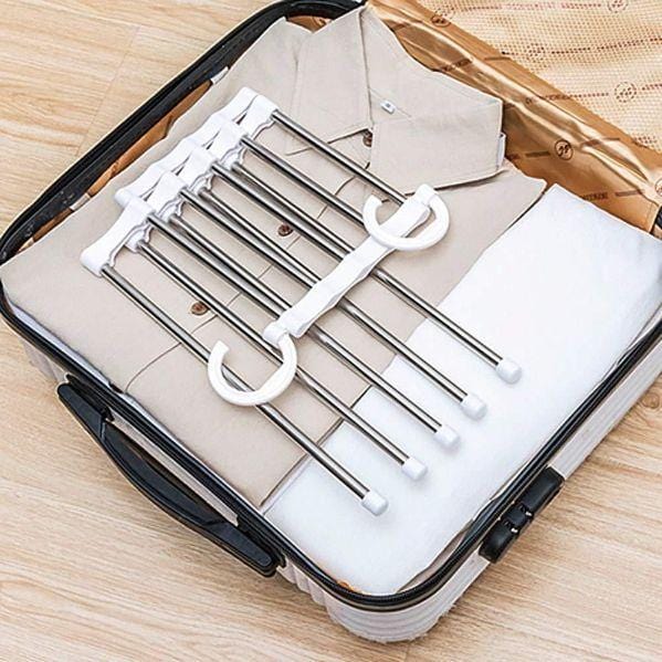 5-In-1 Foldable Stainless Steel Hanger Organizer (Pack of 2) 5-In-1 Foldable Stainless-Steel Hanger (Pack of 2) Zaavio®