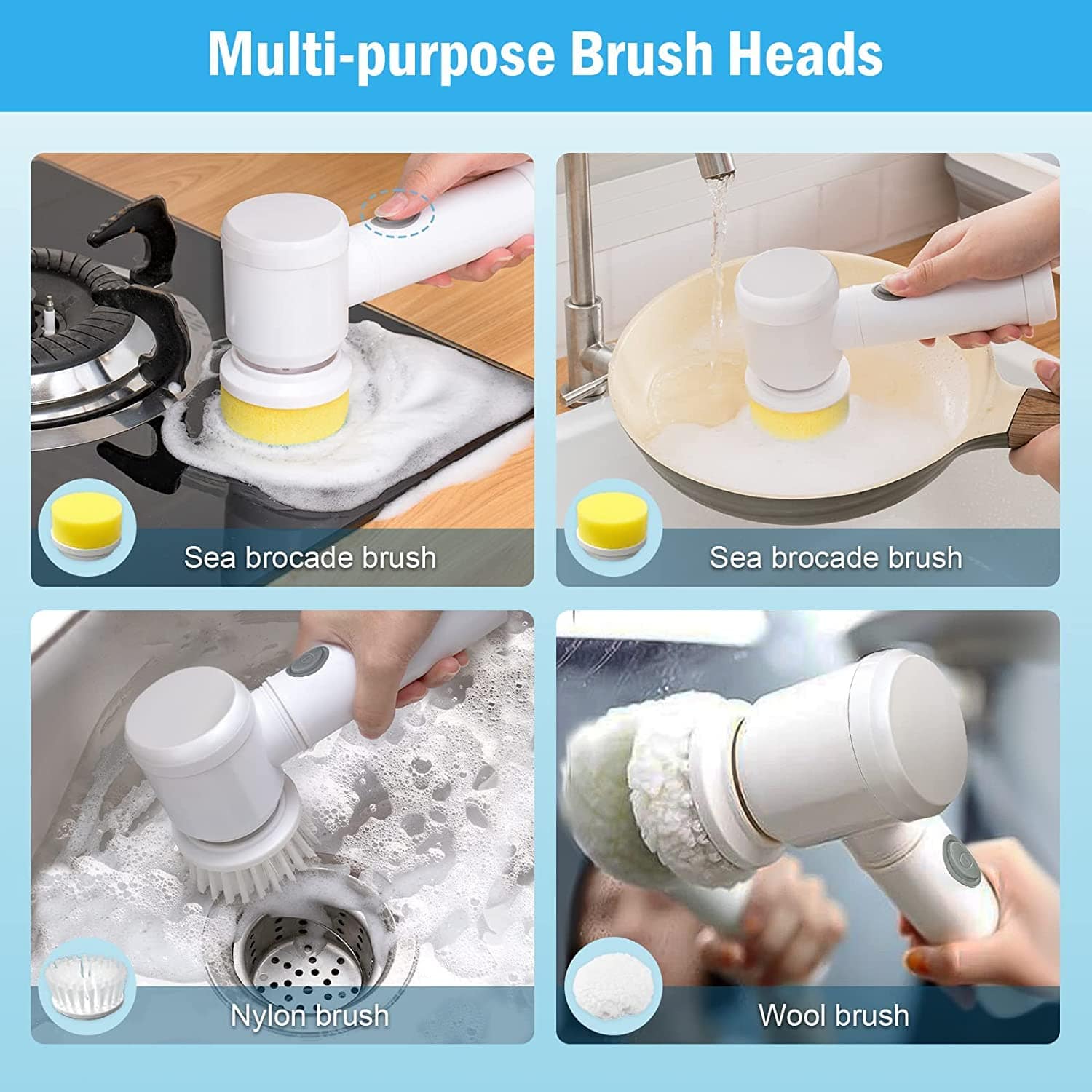 Bathroom Cleaning Brush Electric Scrubber Brush For Bathroom - Scruzzle™️ Scruzzle™️ 3-in-1 Electric Cleaning Brush Zaavio®