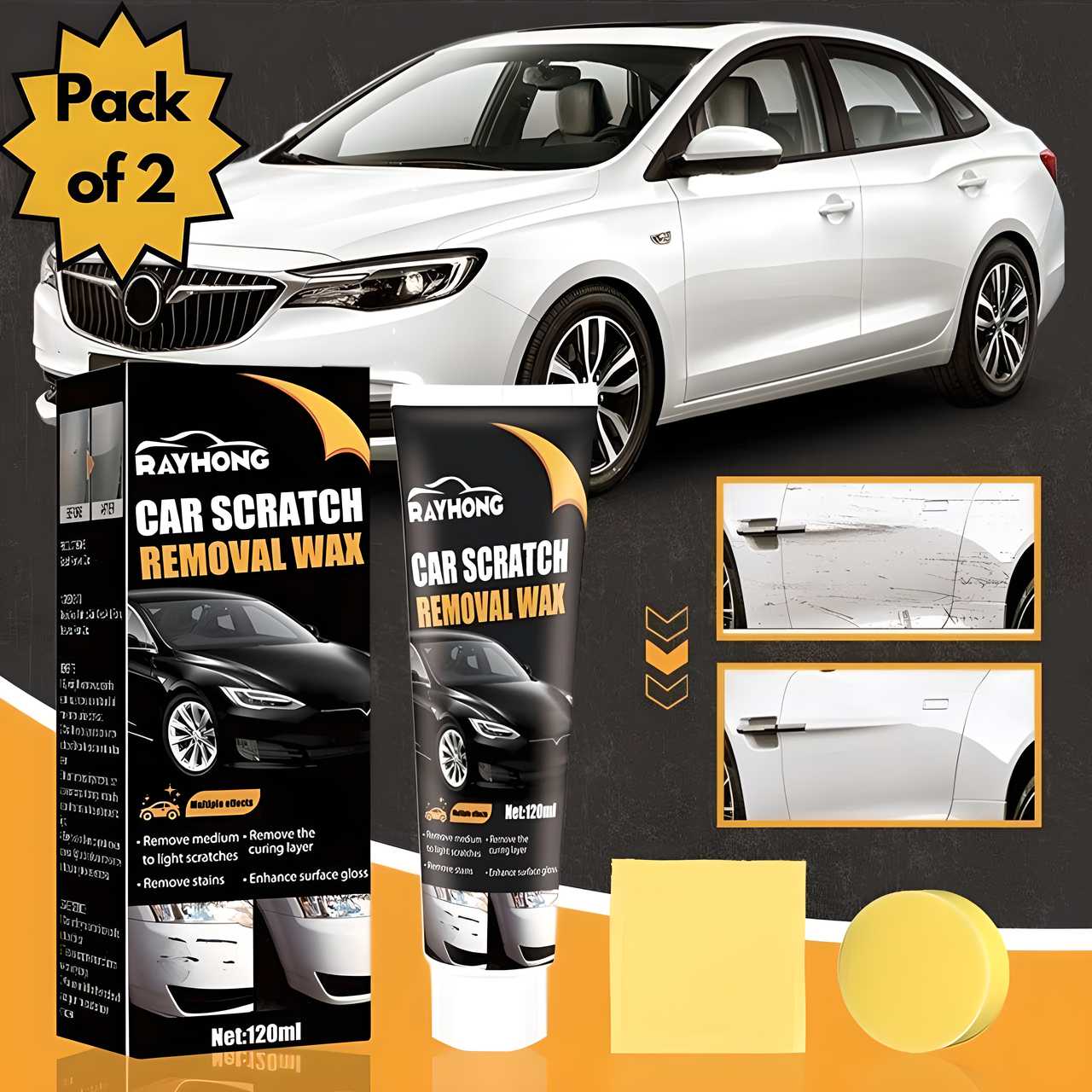 Car Scratch Removal Wax (Pack of 2) Car Scratch Removal Wax (Pack of 2) Zaavio®