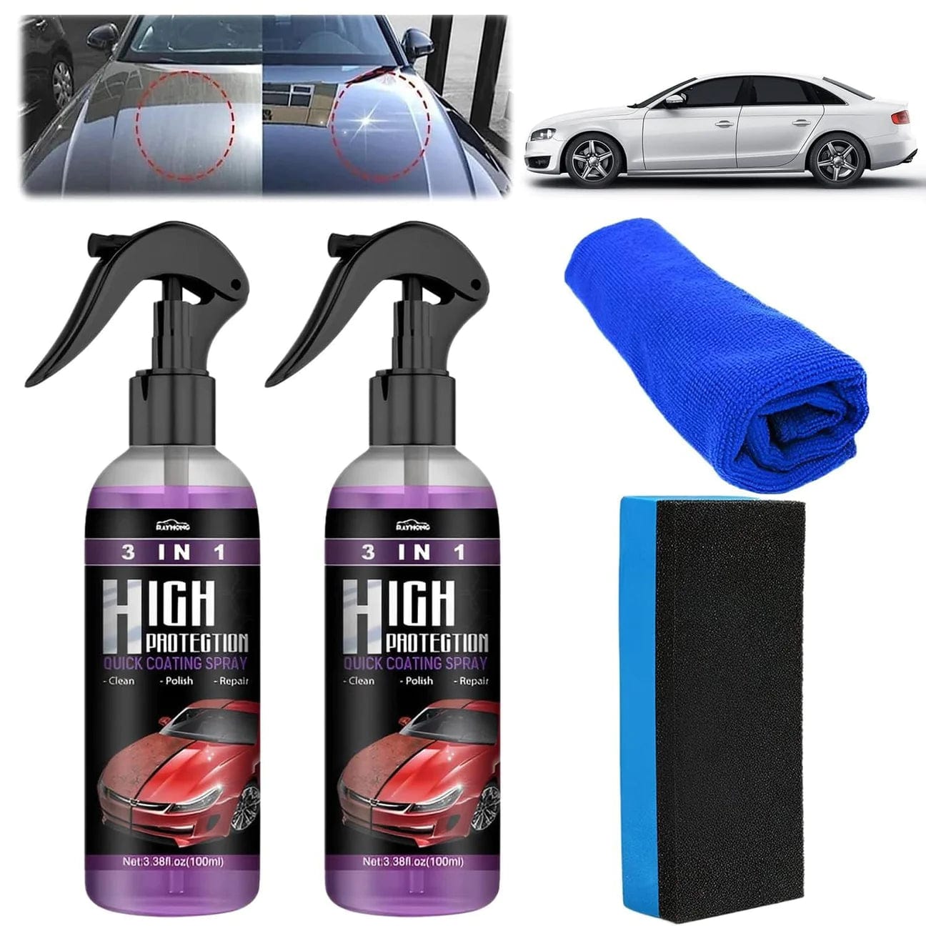 Ceramic Coating Wax Car Paint Protection Hydrophobic Spray - Hydrapell Spray™️ Hydrapell Spray™️ (Pack of 2) Zaavio®