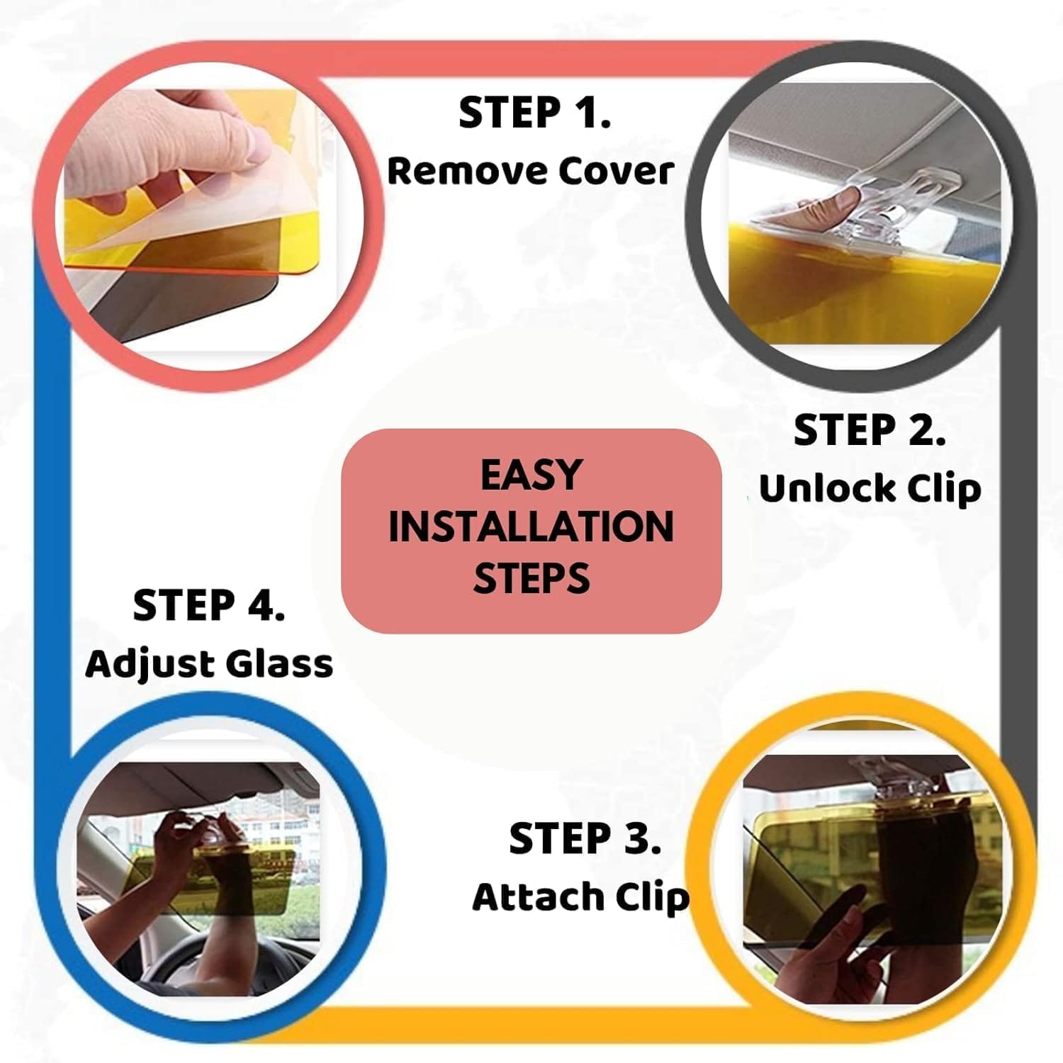 Claritix™ | Car Sun Visor Windshield Mirror Protector Anti Glare  Claritix™ 2-in-1 Day & Night Eye Protection Visor Zaavio®