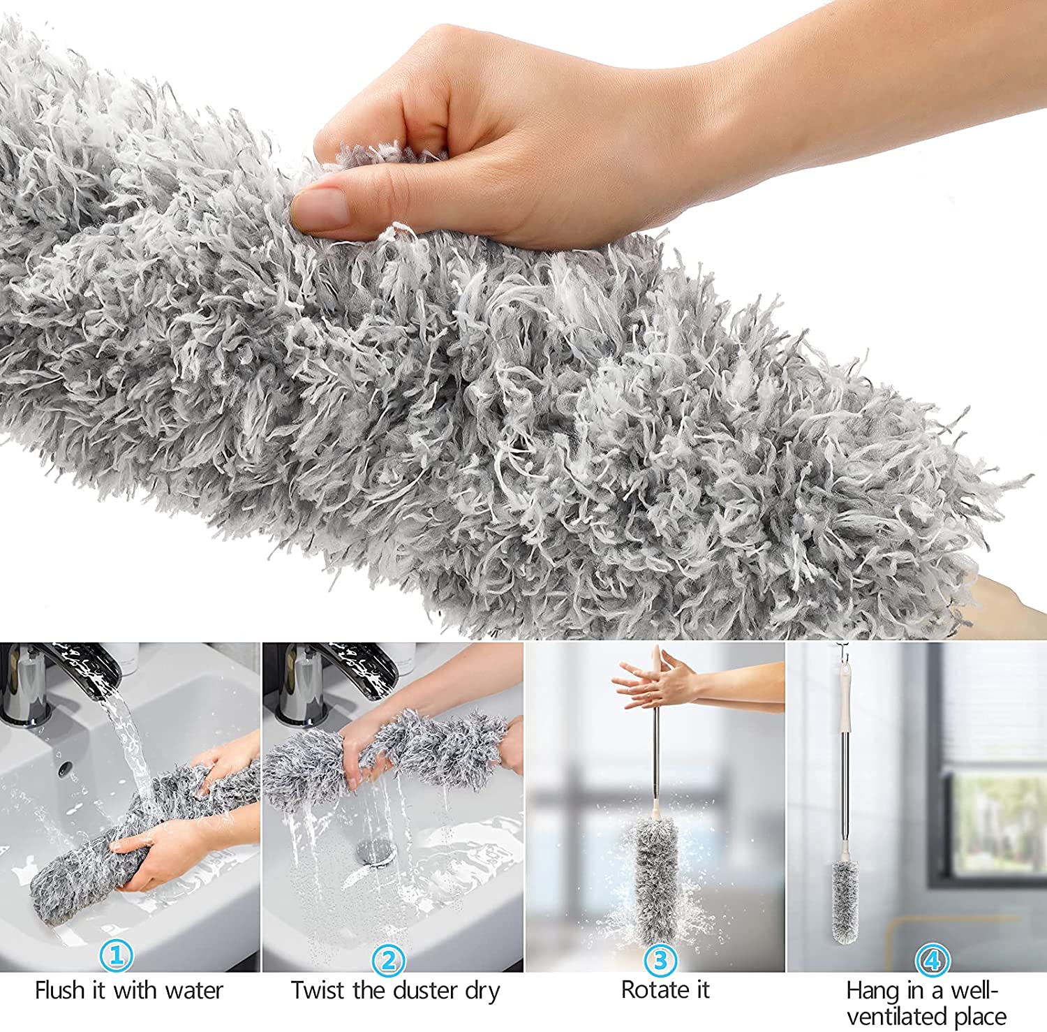 Cleaning Microfiber Fan Duster Fan Cleaner Duster Roof Cleaning - Bendable & Extendable Fan Ceiling Duster Sweepexo™️ Zaavio®