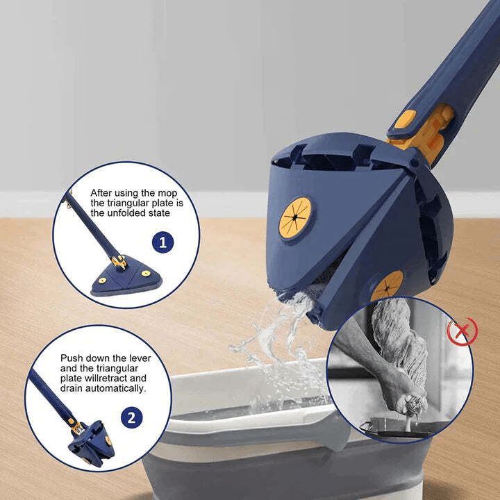 Cleaning Mop Floor Cleaner Rotating Microfiber Pocha - Moptrio™️ Moptrio™️ Multifunctional Triangular Mop Zaavio®