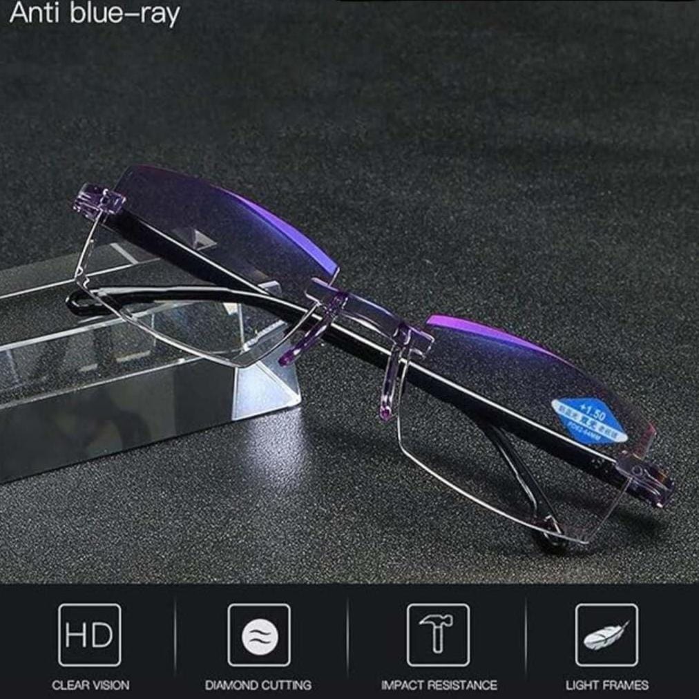 ClearixVision™️ | Uv Protection Glasses Rimless Blue Lens Filter Glasses  ClearixVision™️ 2-in-1 Smart Reading Glasses Zaavio®