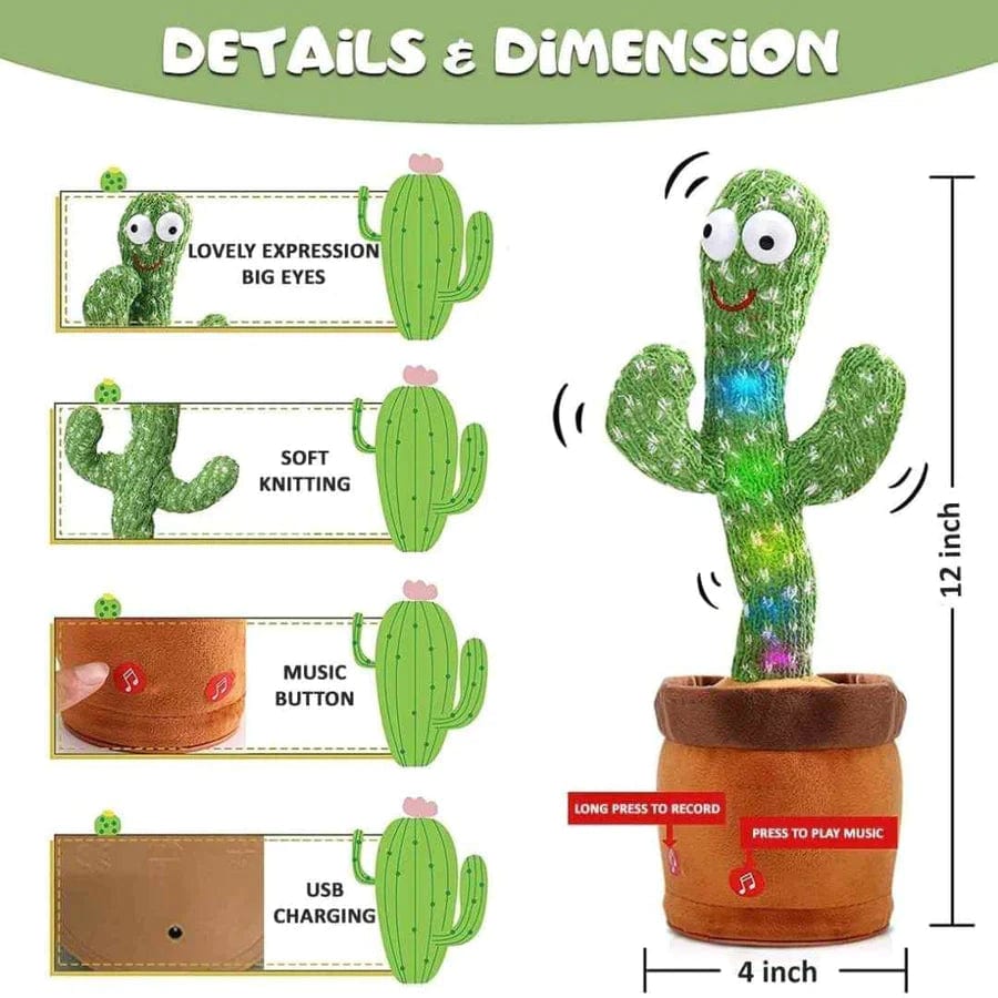 Dancing Talking Cactus Toy Mimicking Singing Push Toy - Mimictus™️ Mimictus™️ Zaavio®