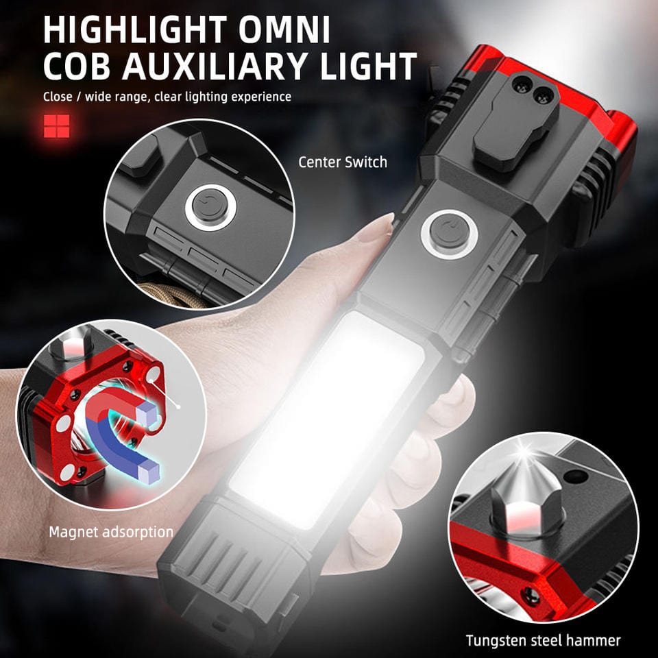 Emergency LED Flashlights With Power Bank And Safety Hammer Zaavio®