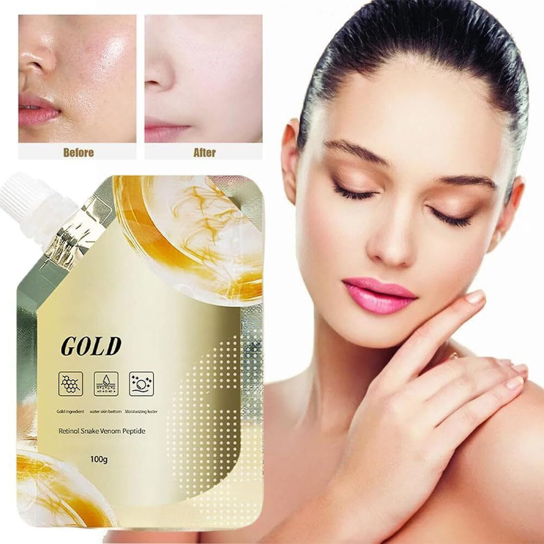 Face Mask Pack For Glowing Skin Sheet Masks Glow Skin Mask - PeelOglam™️ Retinol Snake Venom Gold Mask Zaavio®