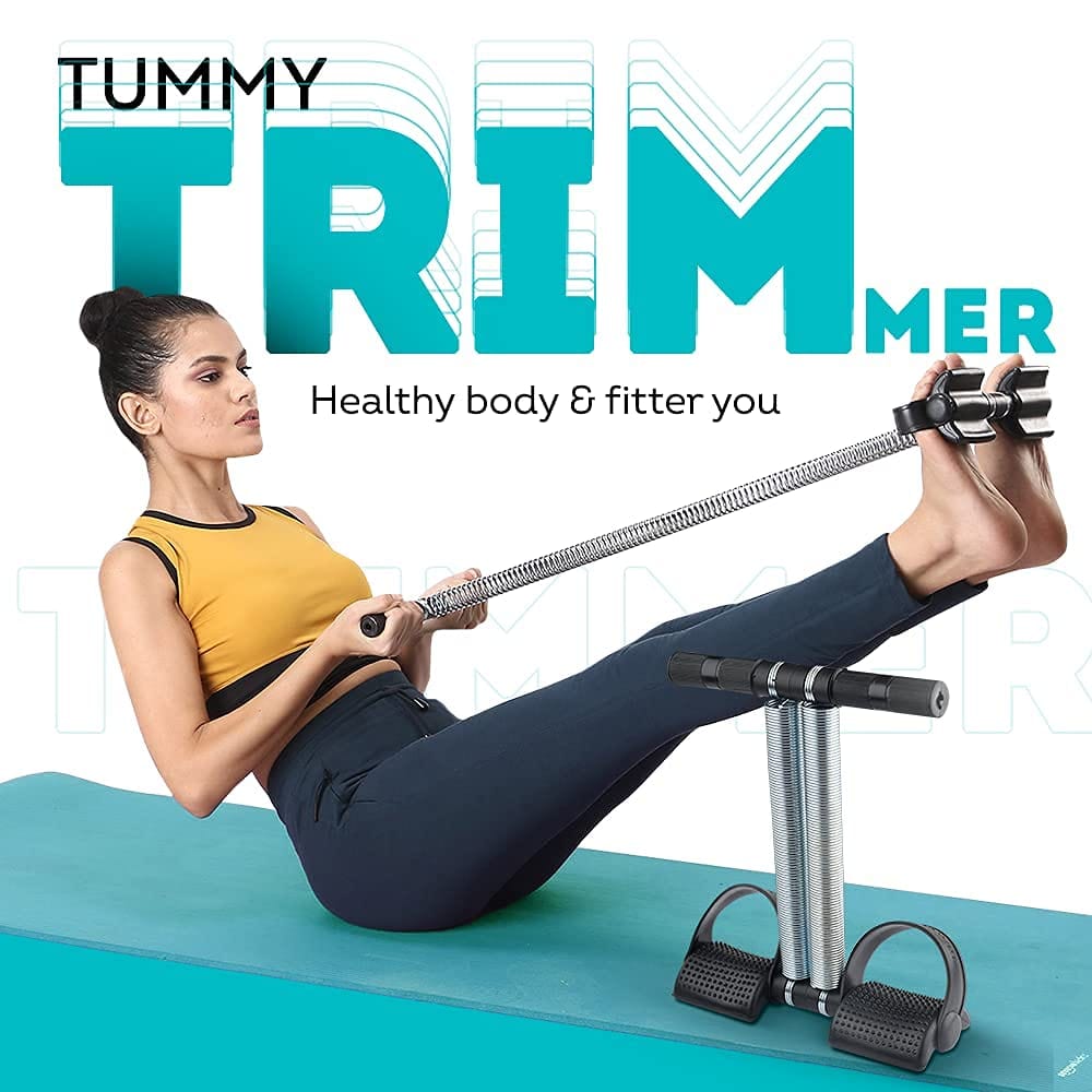 Gym Equipment Resistance Band Ab Exerciser Abdominal Workout -Fitness Tummy Trimmer Stomach Machine Trimmezy™️ Double Spring Tummy Trimmer Zaavio®