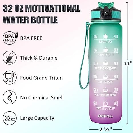 HydrateHarmony™️ Motivational Water Bottle | Water Bottles 2 Litre Stainless Steel Drinking Bottle Gym Sipper HydrateHarmony™️ Motivational Water Bottle Zaavio®