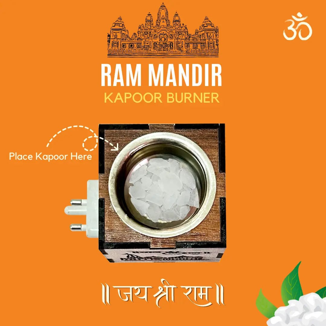 Kapoorflame™️ | Ayodhya Ram Mandir Wooden Temple Kapoor Dani Camphor Diffuser KapoorFlame™️ 3-in-1 Ayodhya Ram Mandir Electric Aroma Burner & Night lamp Zaavio®