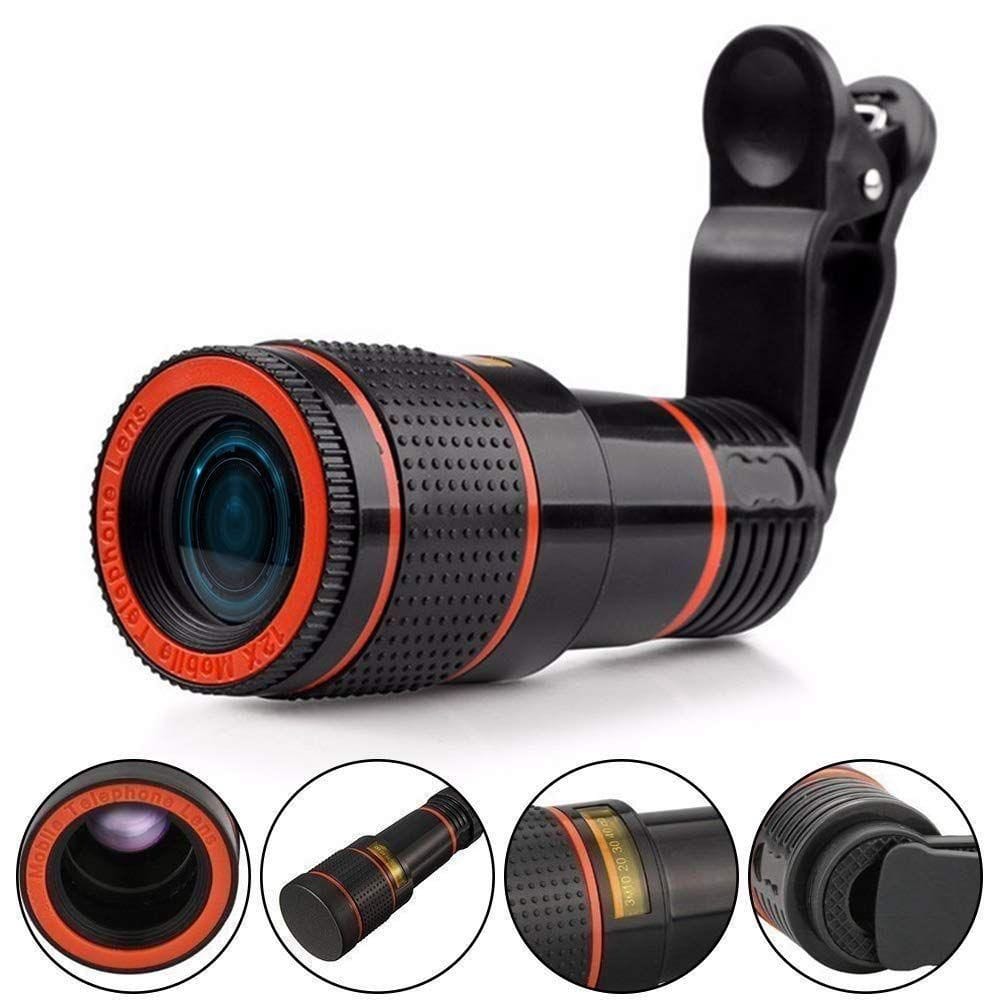 Mono Cular Telescope Lens Vision Monocular Telescope Binoculars - 12x HD Optical Zoom Camera Telescope Lens Large Zoomico™️ Phone Telescope Zaavio®