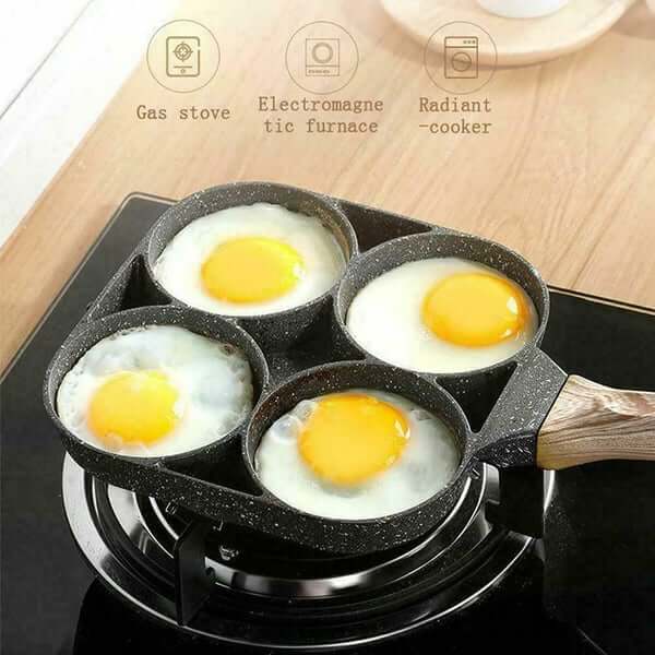 Non Stick Pan Frying Pan Nonstick Pans Omellete Cookware Egg Pan - Panzeo™️ Panzeo™️ 4 Hole Maifan Stone Non-stick Egg Ham Pot Zaavio®