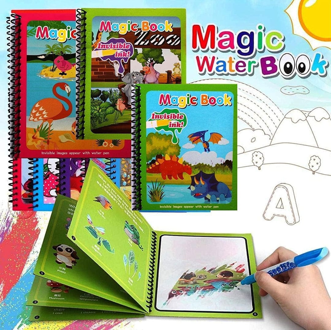 Pack of 4 Reusable Magic Water Drawing Book (Set of 4) Zaavio®