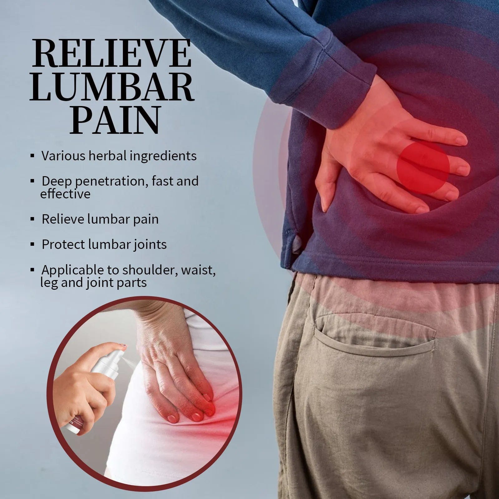 Pain Relief Spray Lumbar Pain Spinal Pain Relief Spray Pain Killer - Releafy™️ (Pack of 2) Releafy™️ Lumbar Pain Relief Spray (Pack of 2) Zaavio®