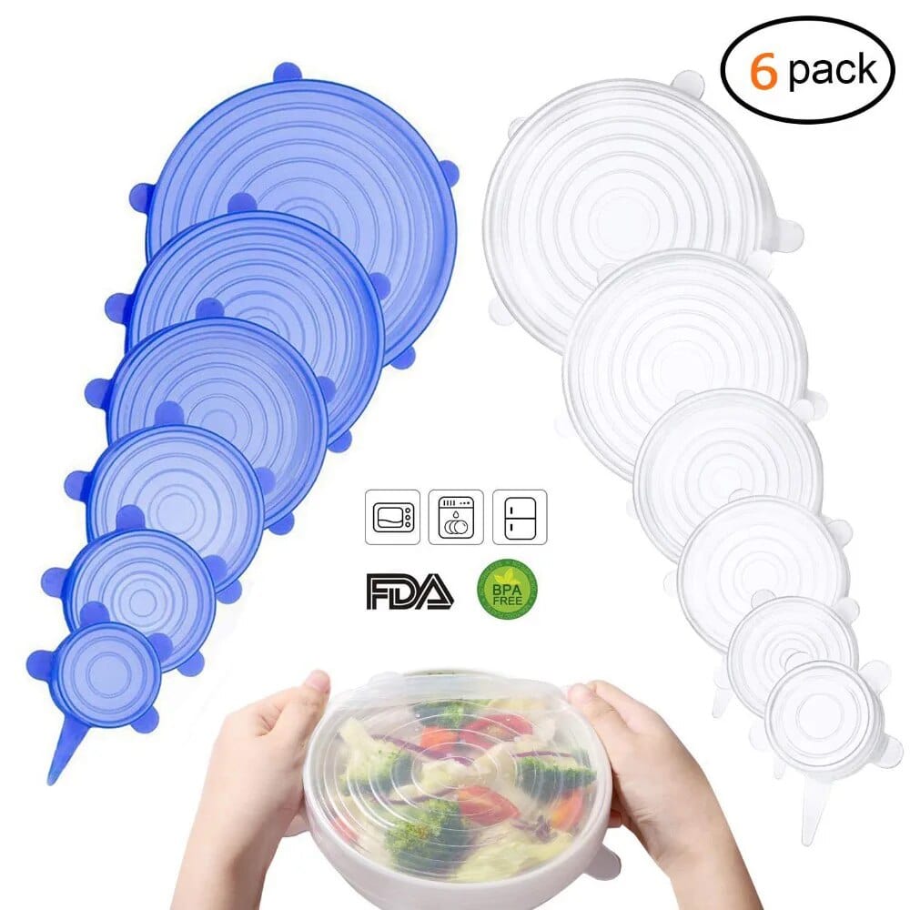 Reusable Silicone Stretchable Lids (6 Pcs Pack) Zaavio®