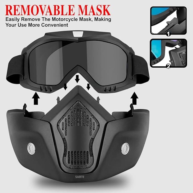 Safety Goggles UV Protective Glasses Face Shield Black Face mask - MotoSheild™️ RIDING MASK MotoSheild™️ Zaavio®