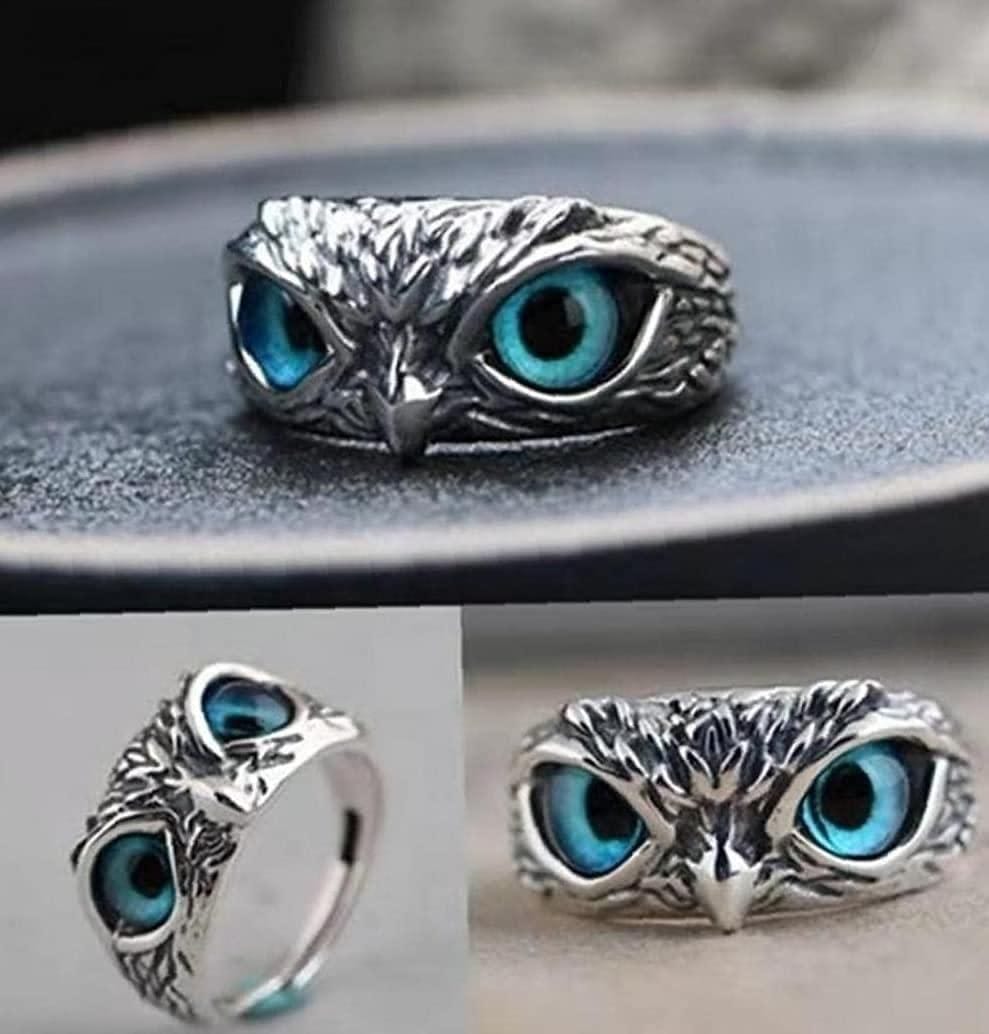 Silver Plated Owl Ring Stone Rings For Men Silver Plated Stone Ring  - Owly™️ (Pack of 2) Owly™️ (Buy 1 Get  Free) Zaavio®