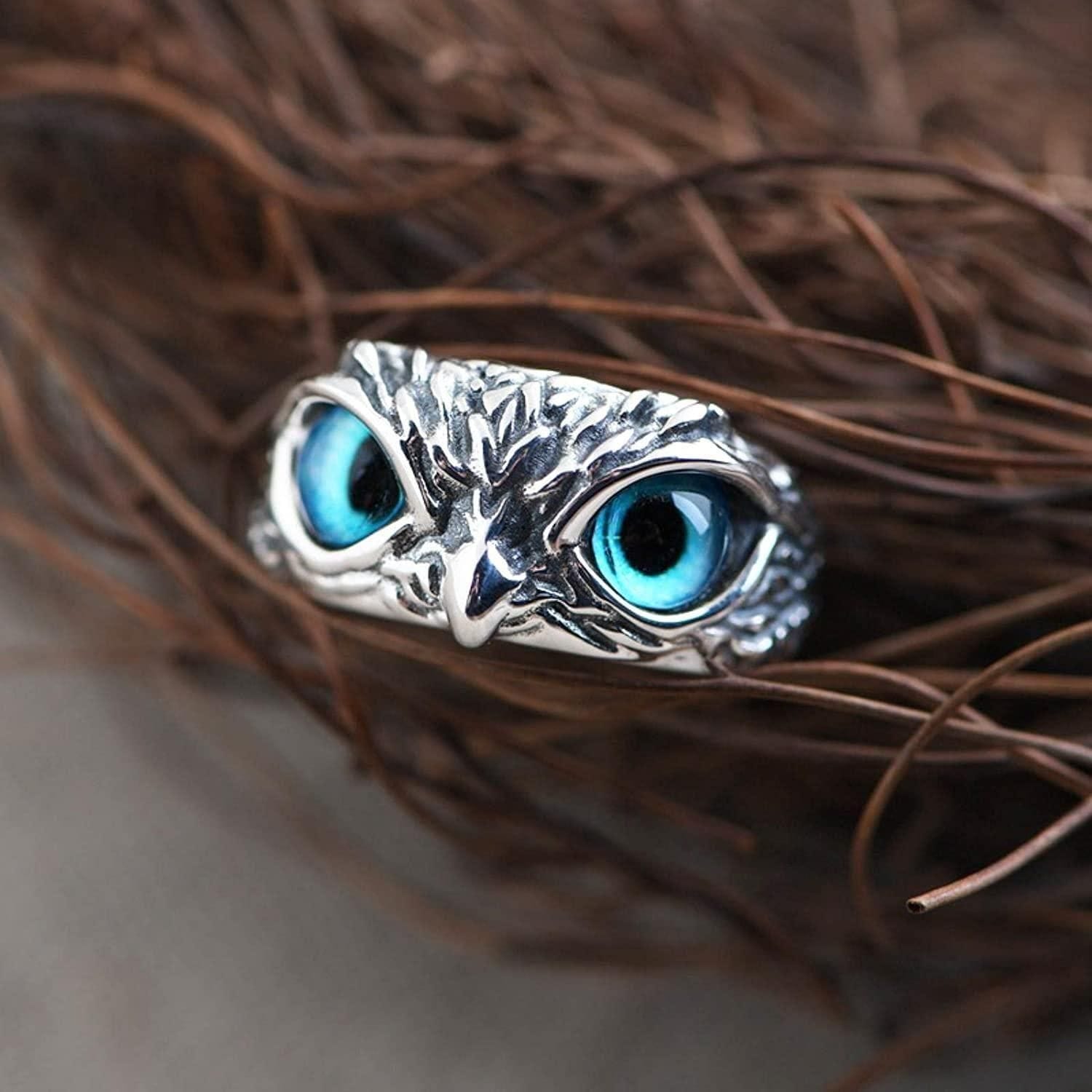 Silver Plated Owl Ring Stone Rings For Men Silver Plated Stone Ring  - Owly™️ (Pack of 2) Owly™️ (Buy 1 Get  Free) Zaavio®