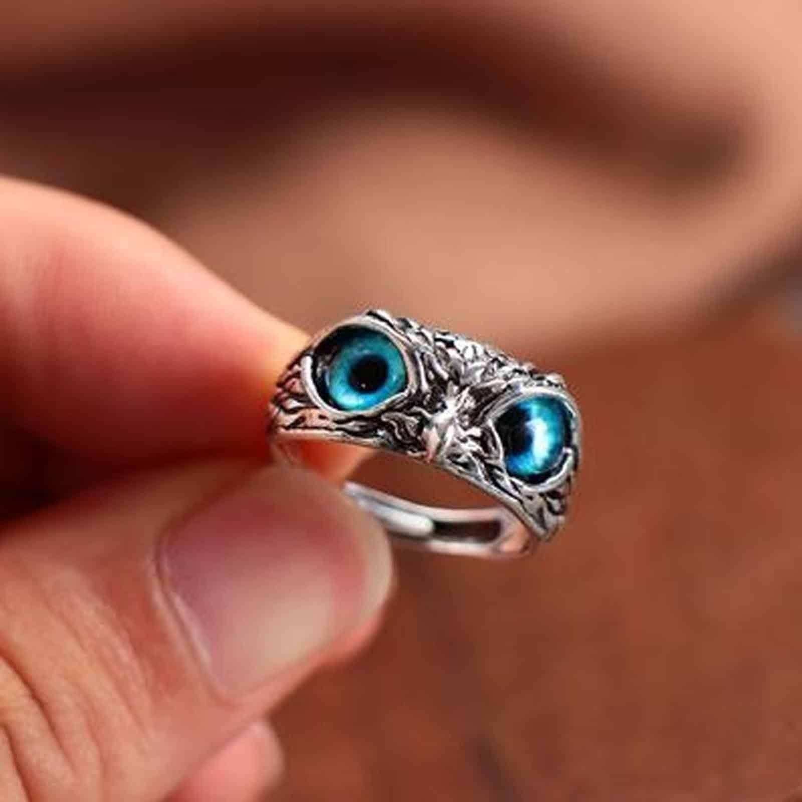 Silver Plated Owl Ring Stone Rings For Men Silver Plated Stone Ring  - Owly™️ (Pack of 2) Owly™️ (Buy 1 Get  Free) Zaavio®