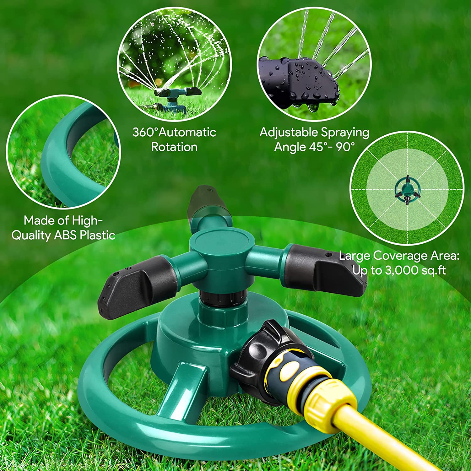 Sprinklers Irrigation Systems Water Sprinkler Garden Sprays  - Rainzyy™️ 360° Rotating Water Sprinkler for Garden Zaavio®