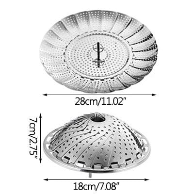 Stainless Steel Steamer basket for Veggie/Seafood with Safety Tool Zaavio®