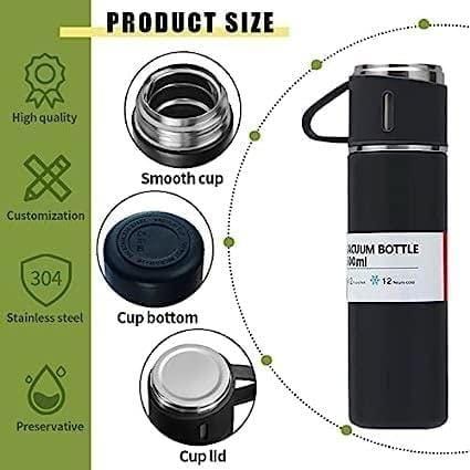 Steel Water Bottle Vacuum Thermos Flask Tea Cup Set Flask Bottle- SipSure™️ SipSure™️ Vacuum Flask Cup Full Set Zaavio®