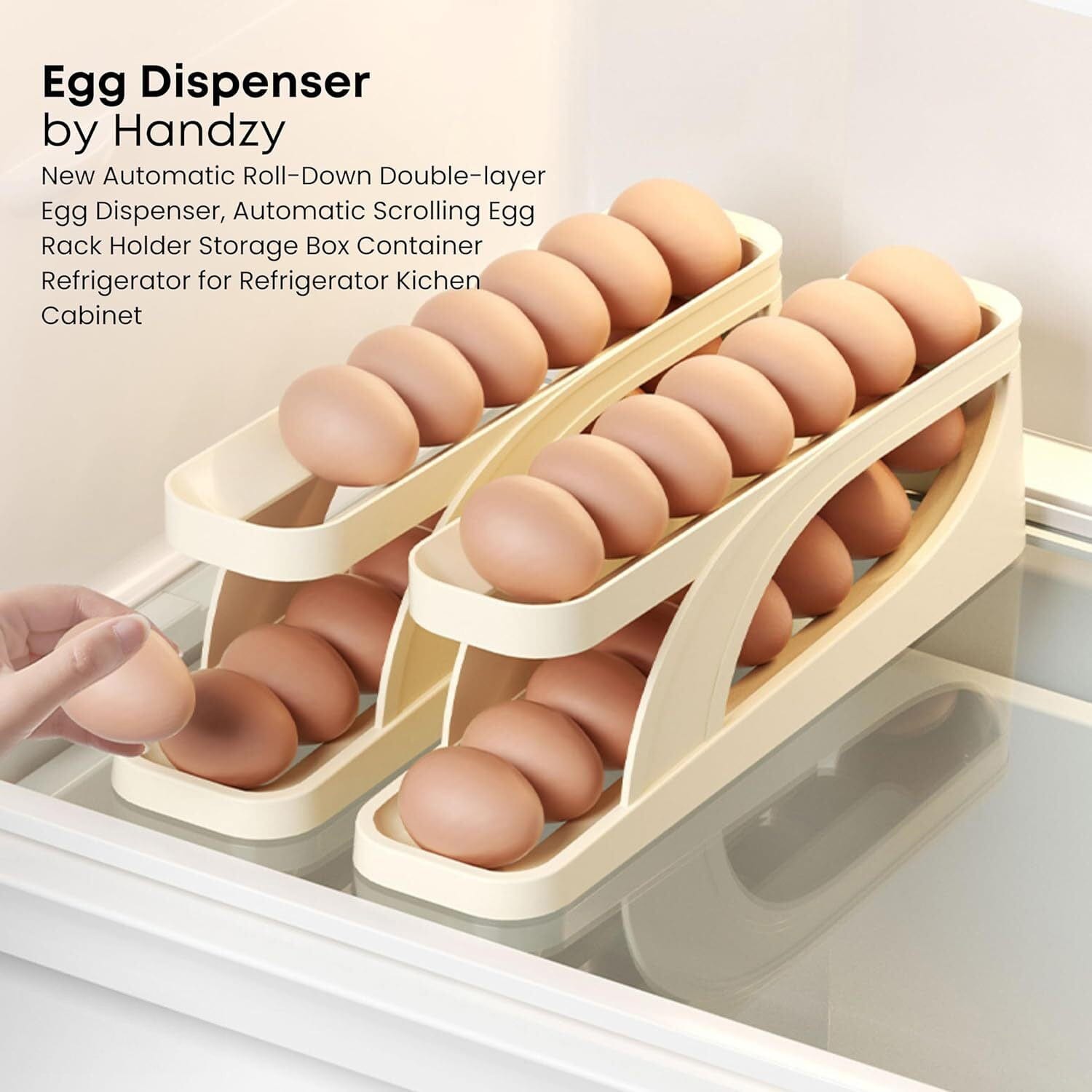 Storage Box Plastic Container Egg Box Holder Tray For Fridge- Automatically Rolling Egg Holder Container Display Rack GlideEgg™️ Automatically Rolling Egg Holder Zaavio®