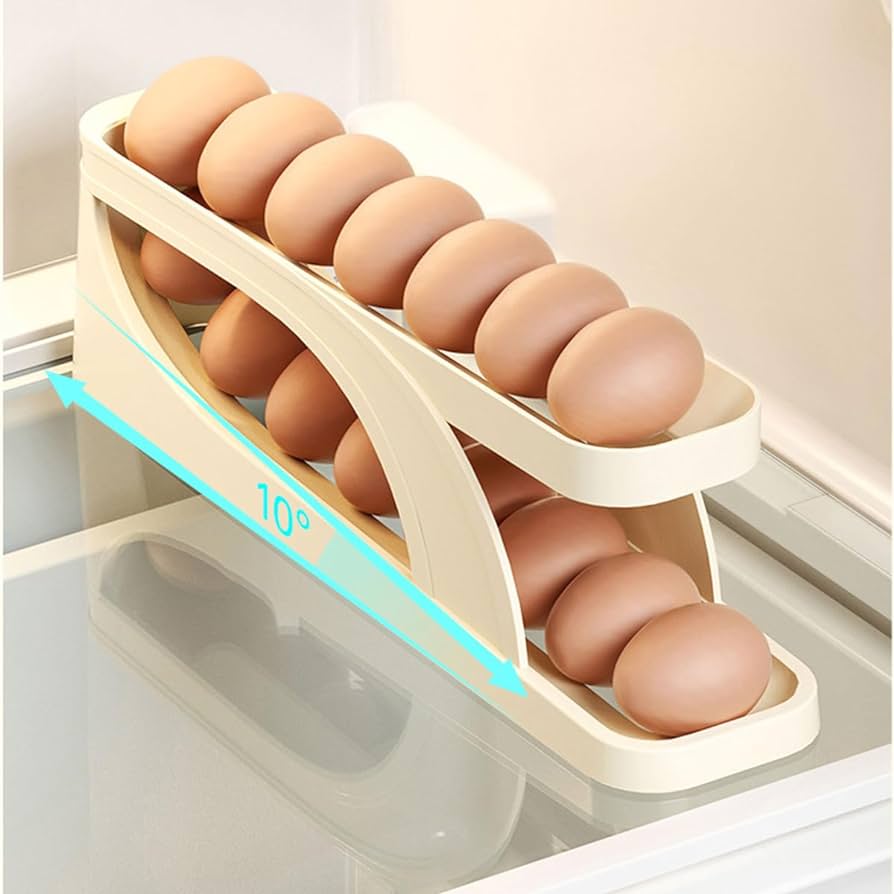 Storage Box Plastic Container Egg Box Holder Tray For Fridge- Automatically Rolling Egg Holder Container Display Rack GlideEgg™️ Automatically Rolling Egg Holder Zaavio®