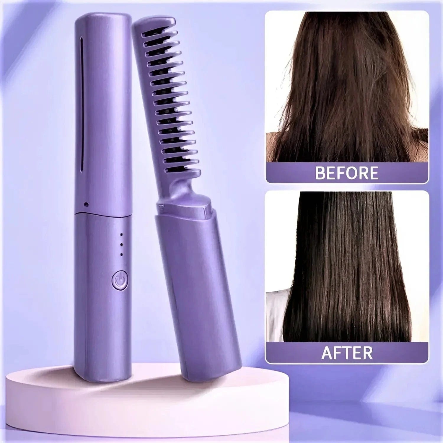 StyleMate™️ | Hair Straightener Brush Comb Straightining Brush With Comb StyleMate™️ Portable Mini Hot Hair Brush Zaavio®