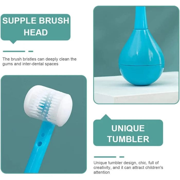 Tumbler Three-sided Children's Toothbrush (Pack of 2) Zaavio®