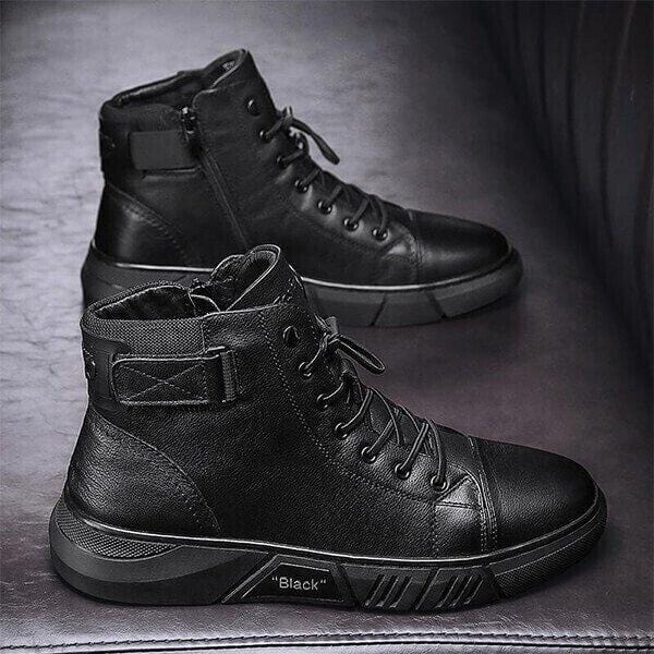 Hand-Made Mens Casual Black Leather Boots Zaavio®