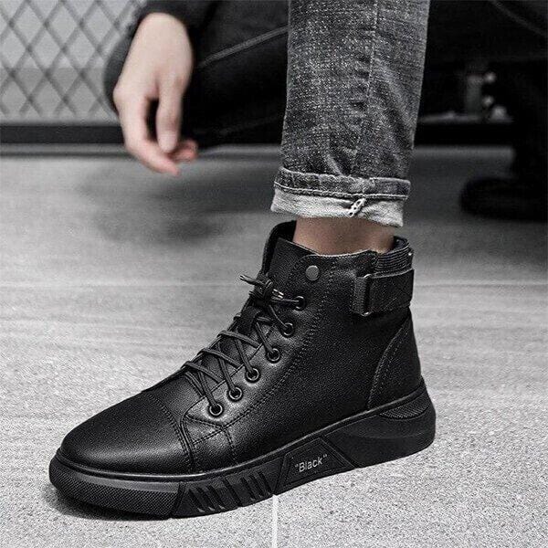 Hand-Made Mens Casual Black Leather Boots Zaavio®