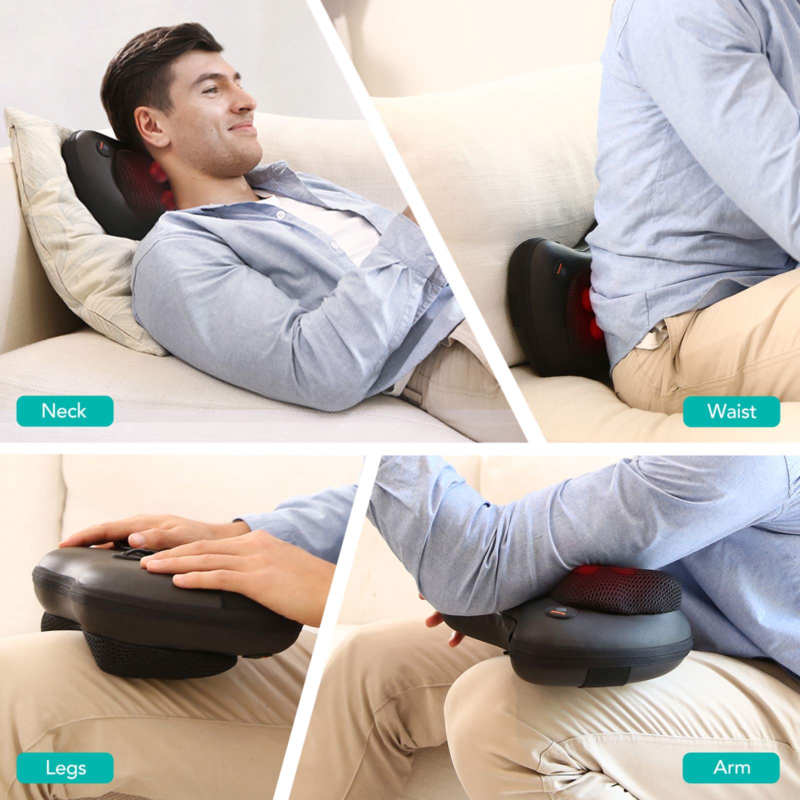 Heat Massage Device Neck Massager Pillow Shiatsu - Intelli-Massage™ Big Size Intelli-Massage™ Zaavio®